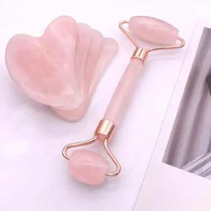 Rodillo Facial + Tabla Gua Sha - Set de masaje facial 2 en 1 incluye rodillo y piedra Gua Sha, ideales para mejorar la circulación (2)