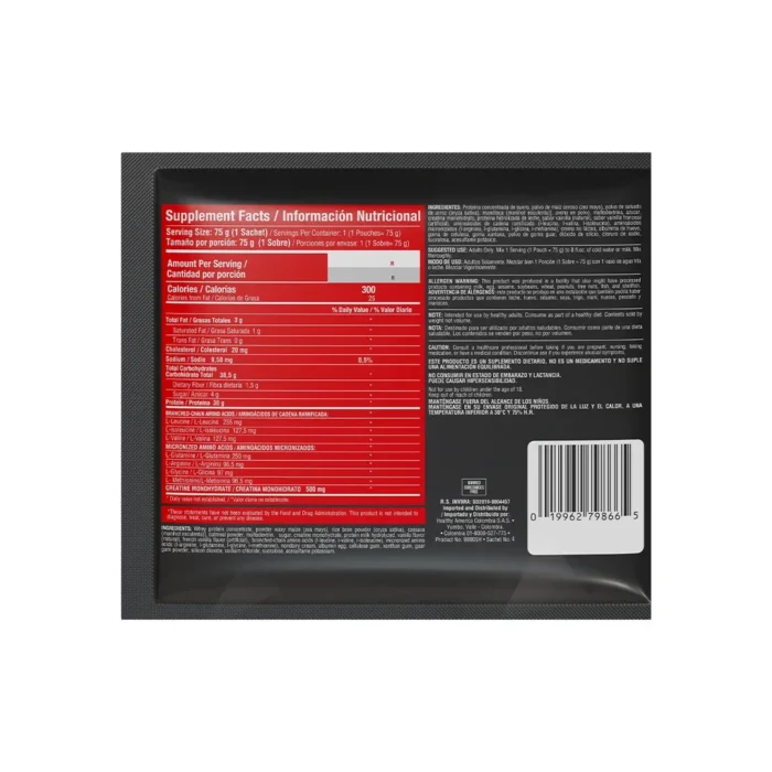PROTEÍNA EN POLVO BARBARUS 75G - SABOR VAINILLA en Colombia - Vista lateral