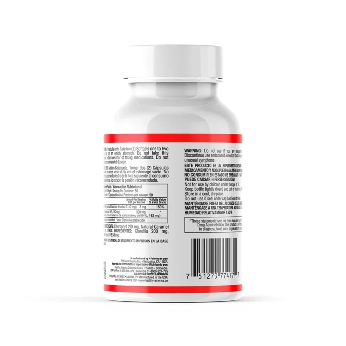 CHLOPHYLL 100 MG SUPLEMENTO DIETARIO NATURAL PARA BIENESTAR en Colombia - Vista lateral