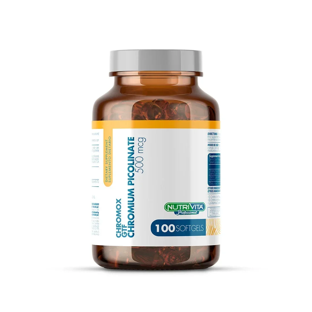 CHROMOX GTF CROMO PICOLINATO 500 MCG - 100 SOFTGELS - SUPLEMENTO NUTRICIONAL CHROMOX GTF CROMO PICOLINATO 500 MCG - 100 SOFTGELS - SUPLEMENTO NUTRICIONAL en Colombia - Vista frontal