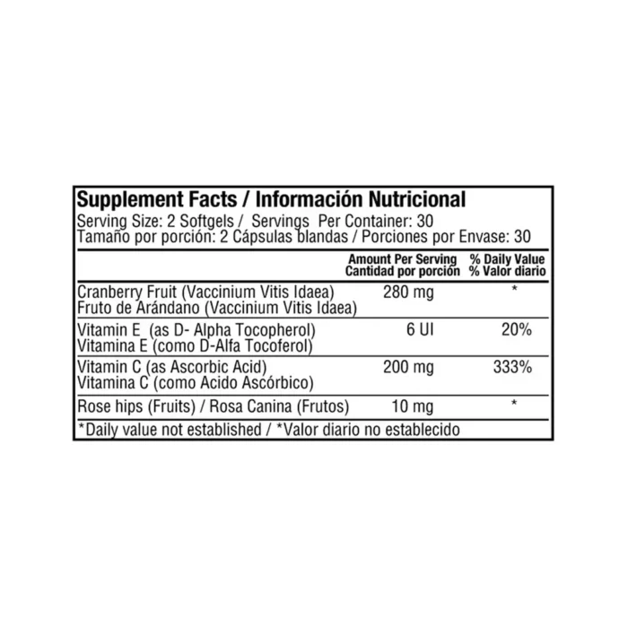 CISTIXIN SUPLEMENTO DIETARIO PARA LA SALUD URINARIA 60 SOFTGELS en Colombia - Vista posterior