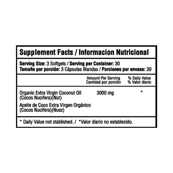 ACEITE DE COCO 3000MG - 90 CÁPSULAS BLANDAS - ENVÍO A TODA COLOMBIA en Colombia - Vista posterior