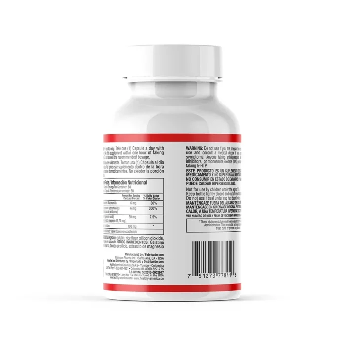 L-TRIPTÓFANO PLUS 100MG - SUPLEMENTO PARA EL BIENESTAR COGNITIVO en Colombia - Vista lateral