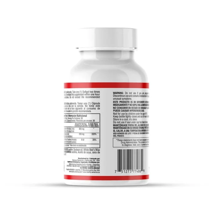 CÁPSULAS DE MEGA CRANBERRY 850 MG - SALUD URINARIA en Colombia - Vista lateral