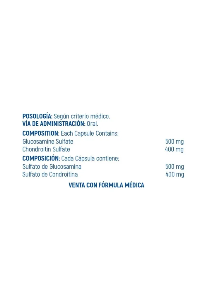 SUPLEMENTO DE GLUCOSAMINA Y CONDROITINA - 60 CÁPSULAS - SALUD ARTICULAR en Colombia - Vista lateral