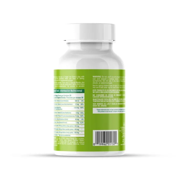 MORINGA COMPLEX 1200MG - SUPLEMENTO NUTRICIONAL NATURAL en Colombia - Vista lateral