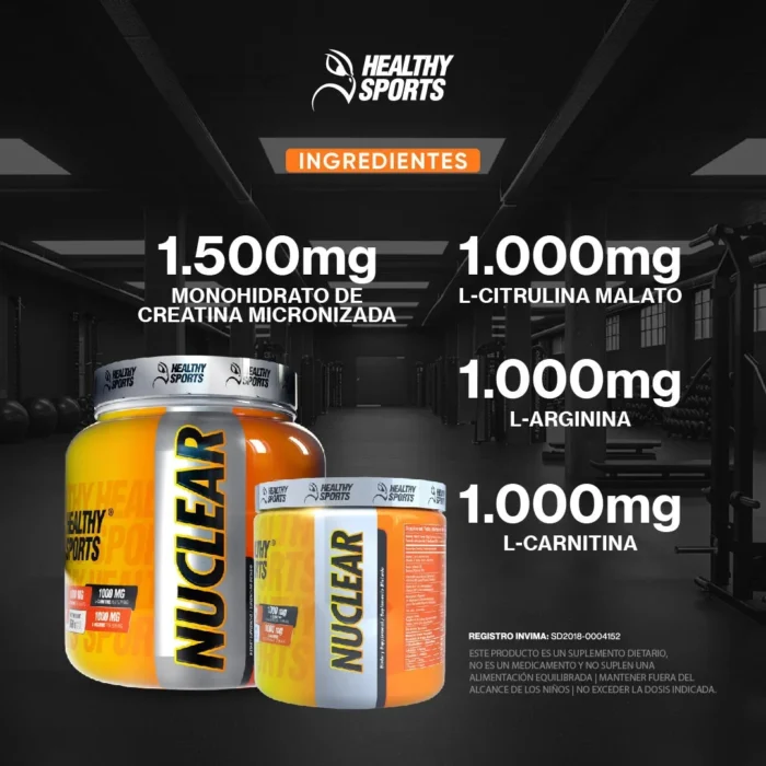 PRE ENTRENAMIENTO NUCLEAR - POLVO DE FRUTAS, 180G en Colombia - Vista posterior