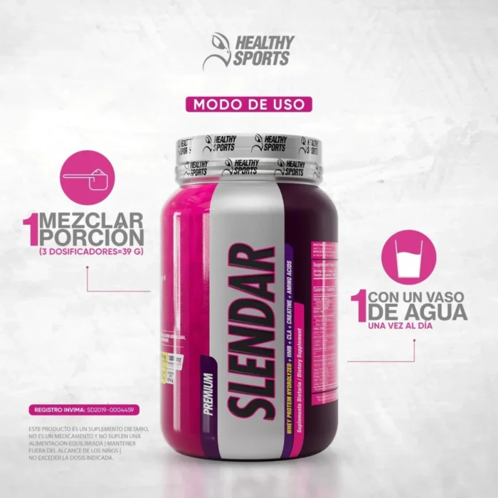 PROTEÍNA HIDROLIZADA SLENDAR - SUPLEMENTO NUTRICIONAL EN POLVO - 546 G en Colombia - Etiqueta de ingredientes