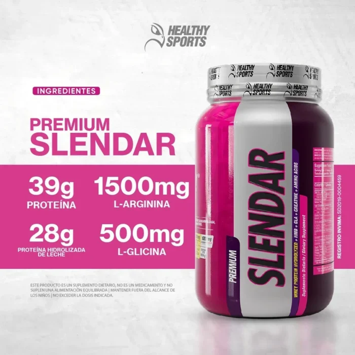 PROTEÍNA HIDROLIZADA SLENDAR - SUPLEMENTO NUTRICIONAL EN POLVO - 546 G en Colombia - Vista posterior