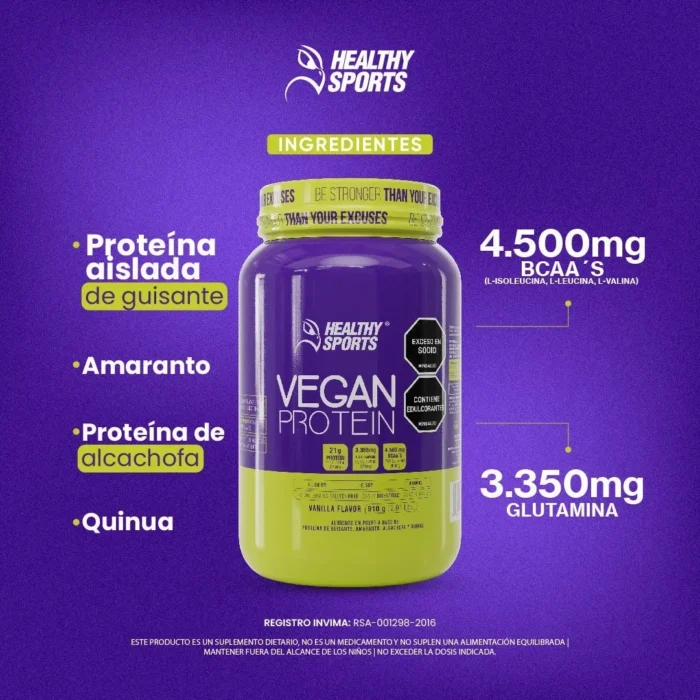 PROTEÍNA VEGETAL 910G - SABOR VAINILLA en Colombia - Vista posterior