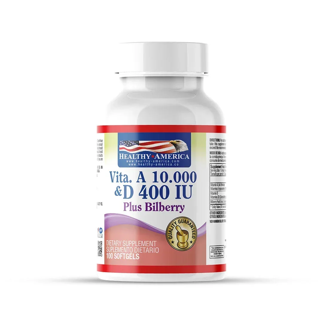 VITA A 10.000 & D 400 IU PLUS BILBERRY - SUPLEMENTO DIETARIO DE VITAMINAS VITA A 10.000 & D 400 IU PLUS BILBERRY - SUPLEMENTO DIETARIO DE VITAMINAS en Colombia - Vista frontal