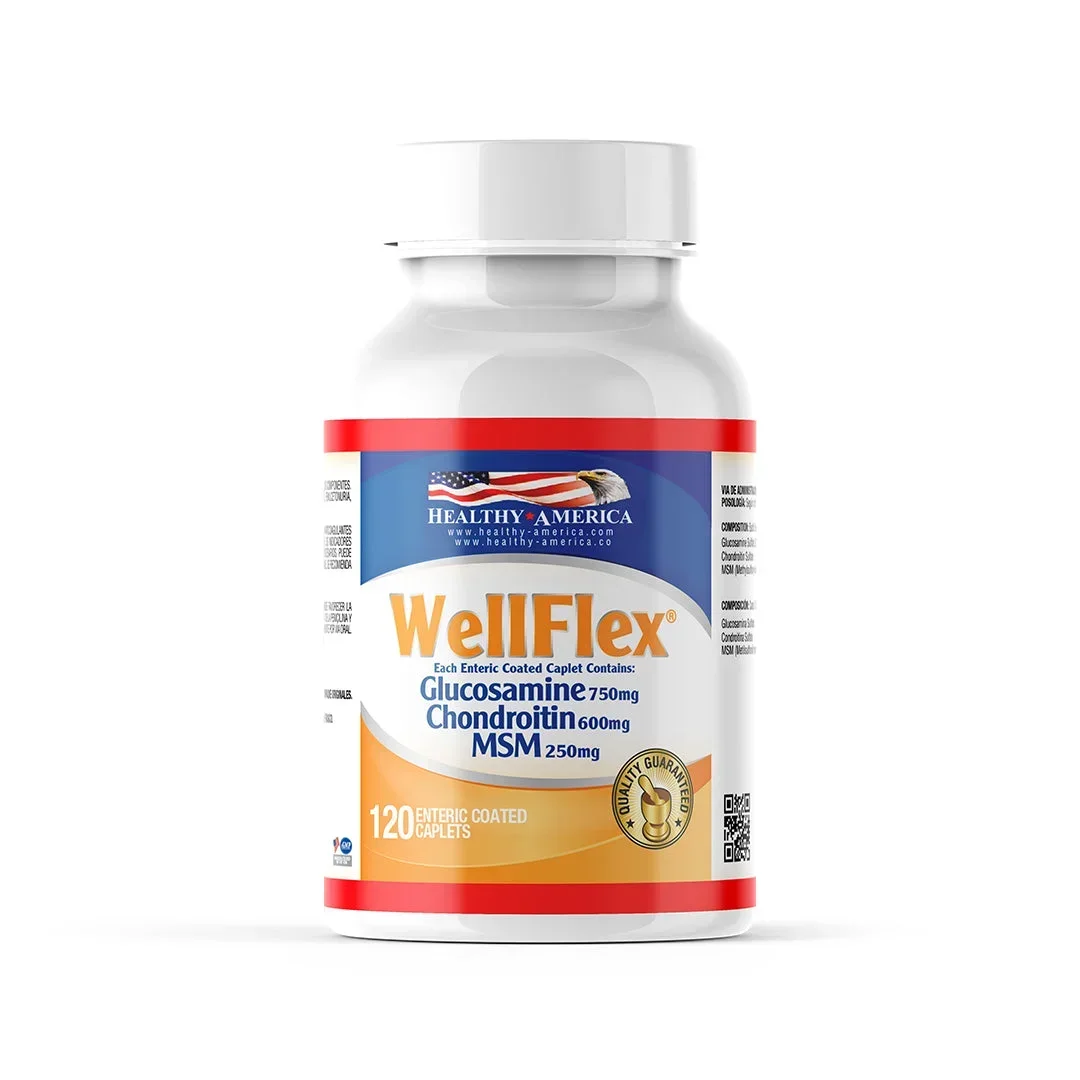 WELLFLEX - SUPLEMENTO PARA LA SALUD ARTICULAR - 120 TABLETAS RECUBIERTAS WELLFLEX - SUPLEMENTO PARA LA SALUD ARTICULAR - 120 TABLETAS RECUBIERTAS en Colombia - Vista frontal